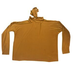 Nine West Women's Mustard Yellow Long Sleeve Slinky Turtleneck w/ Bow XL